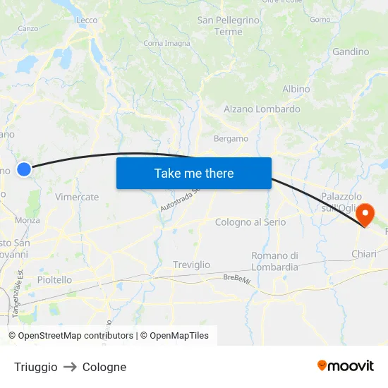 Triuggio to Cologne map