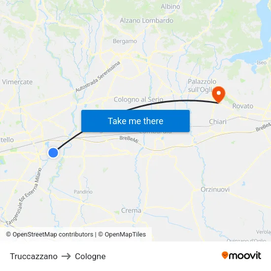 Truccazzano to Cologne map