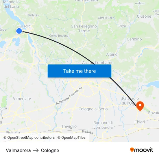 Valmadrera to Cologne map