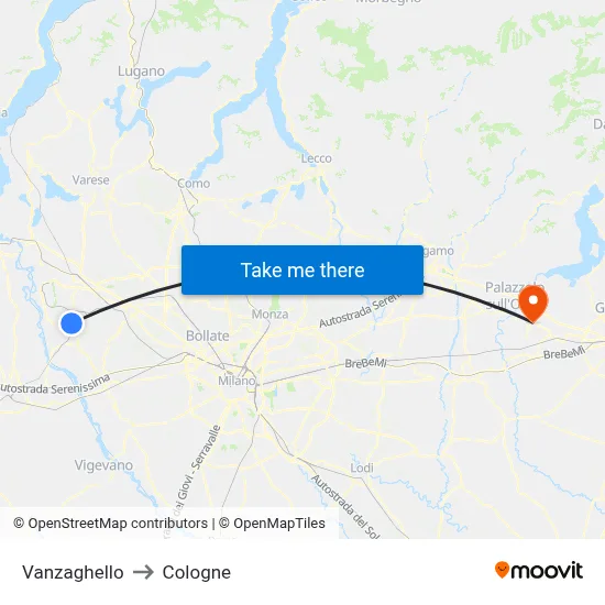 Vanzaghello to Cologne map