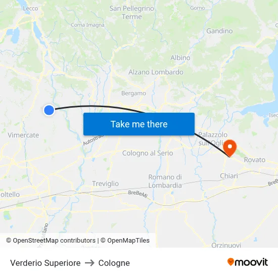 Verderio Superiore to Cologne map