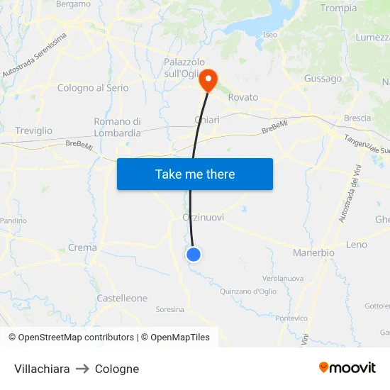 Villachiara to Cologne map