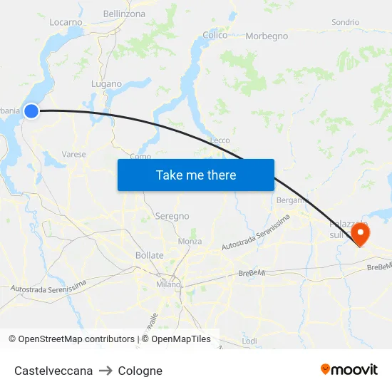 Castelveccana to Cologne map