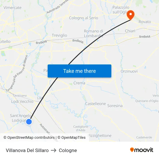 Villanova Del Sillaro to Cologne map