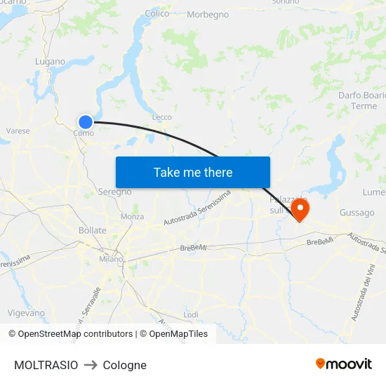 Moltrasio to Cologne map
