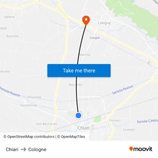 Chiari to Cologne map