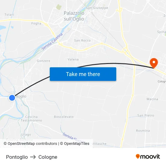 Pontoglio to Cologne map