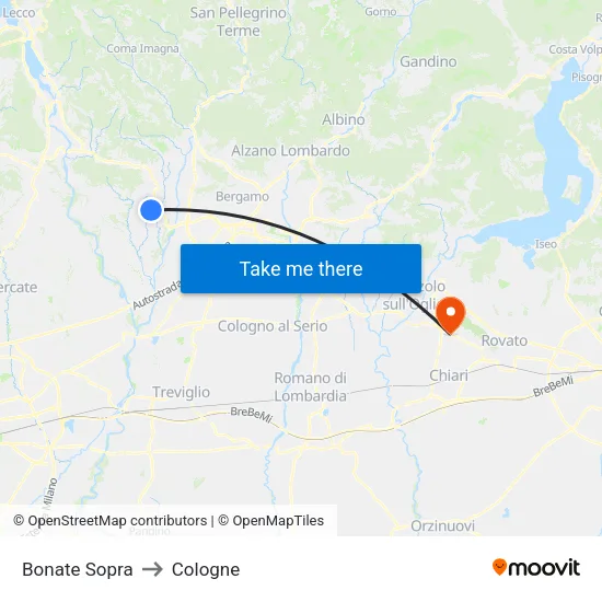 Bonate Sopra to Cologne map