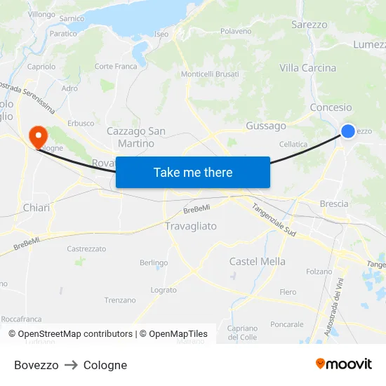 Bovezzo to Cologne map