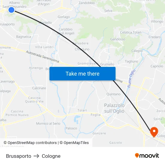 Brusaporto to Cologne map