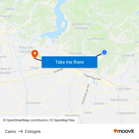 Caino to Cologne map