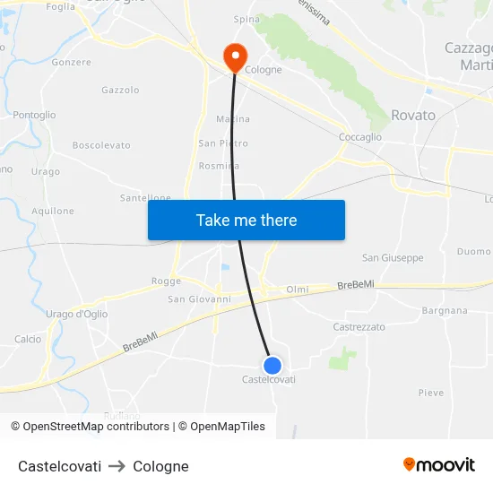 Castelcovati to Cologne map