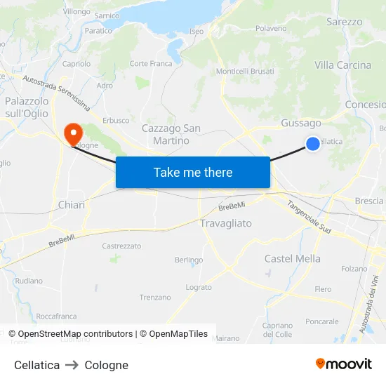 Cellatica to Cologne map
