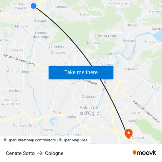 Cenate Sotto to Cologne map