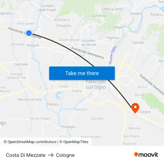Costa di Mezzate to Cologne map