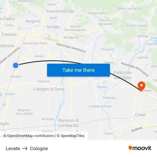 Levate to Cologne map