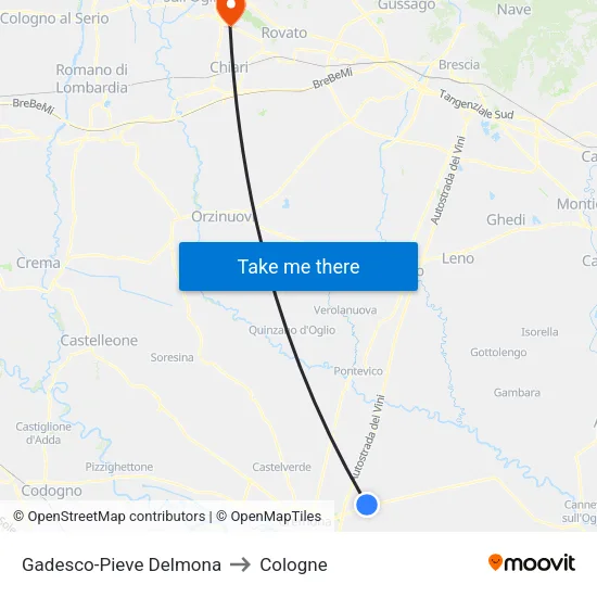 Gadesco-Pieve Delmona to Cologne map