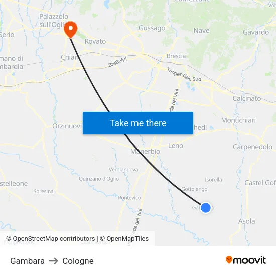 Gambara to Cologne map