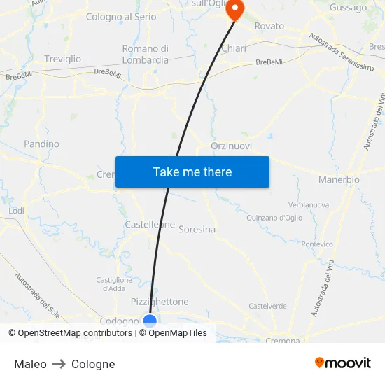 Maleo to Cologne map