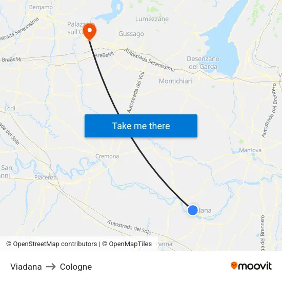 Viadana to Cologne map