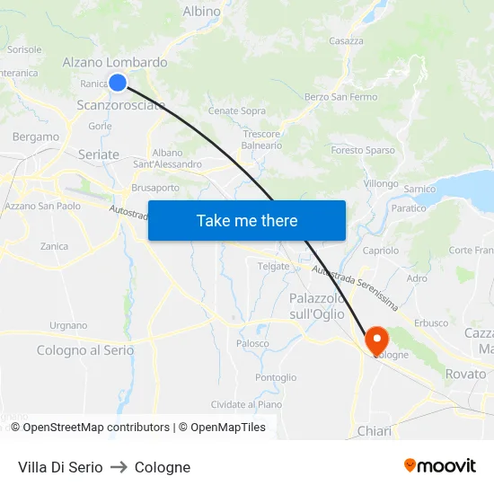 Villa di Serio to Cologne map