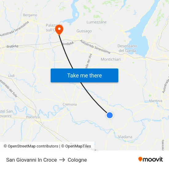 San Giovanni In Croce to Cologne map
