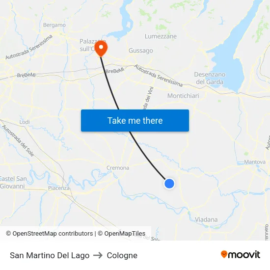 San Martino Del Lago to Cologne map