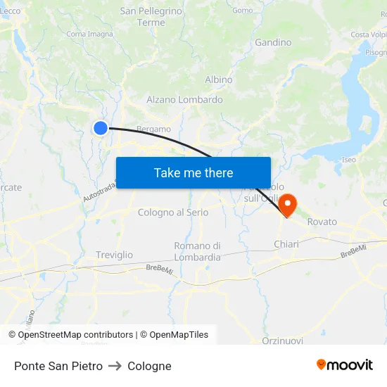 San Pietro Bridge to Cologne map