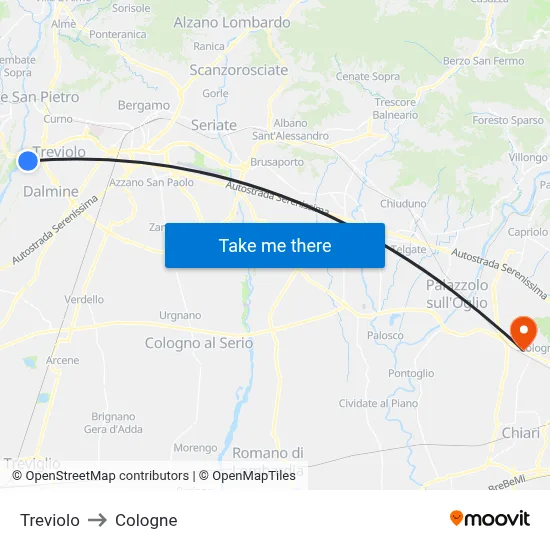 Treviolo to Cologne map