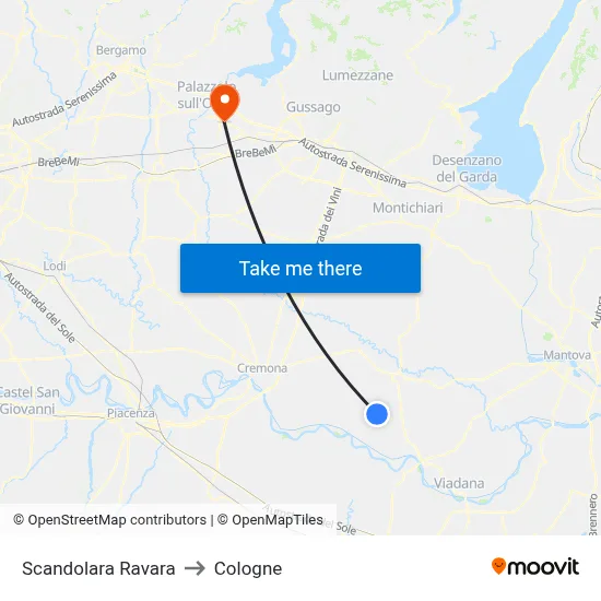 Scandolara Ravara to Cologne map