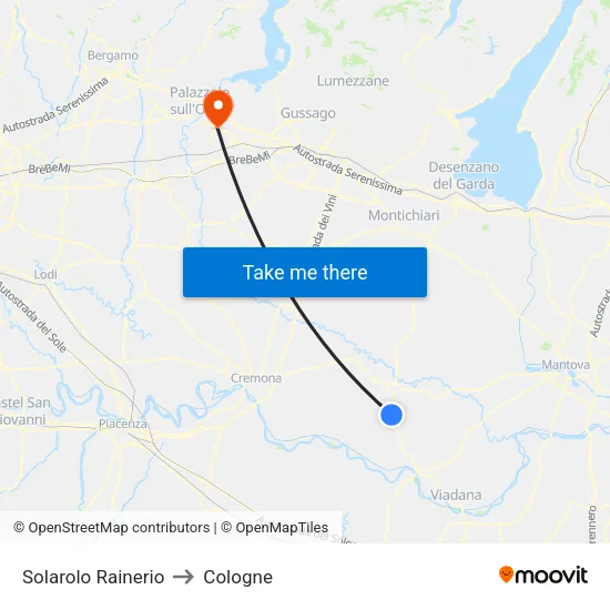 Solarolo Rainerio to Cologne map