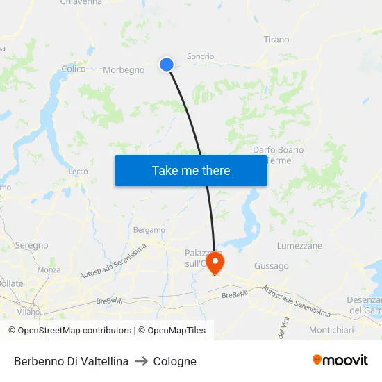 Berbenno Di Valtellina to Cologne map