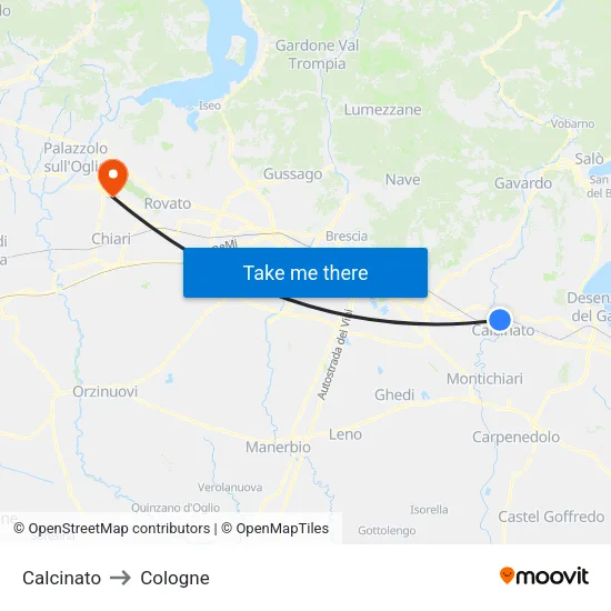 Calcinato to Cologne map