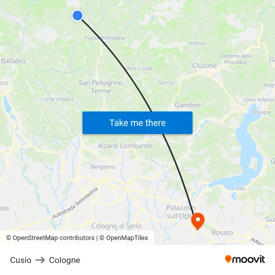 Cusio to Cologne map