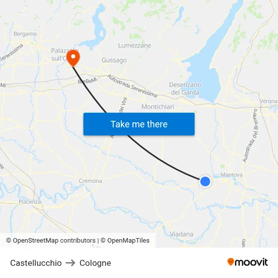 Castellucchio to Cologne map