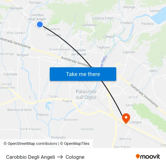 Carobbio Degli Angeli to Cologne map