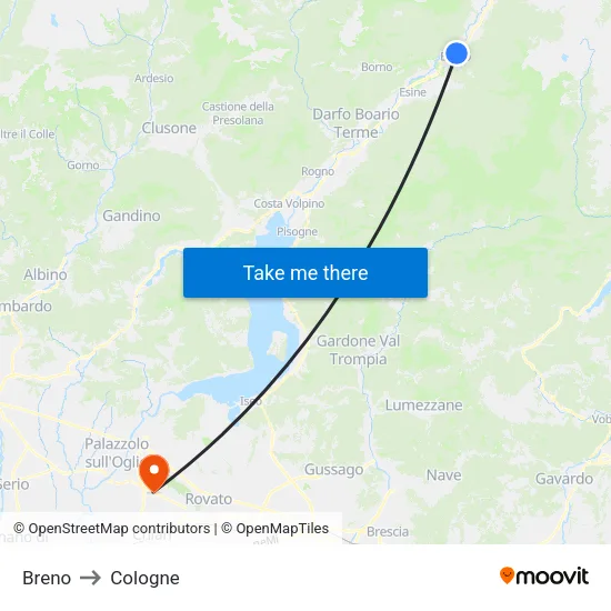 Breno to Cologne map