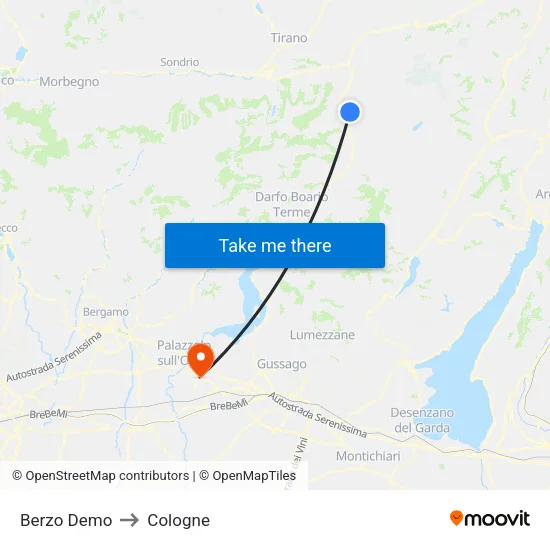 Berzo Demo to Cologne map