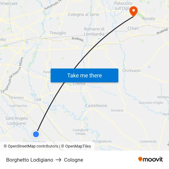 Borghetto Lodigiano to Cologne map
