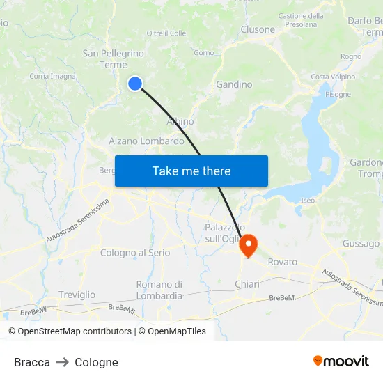 Bracca to Cologne map