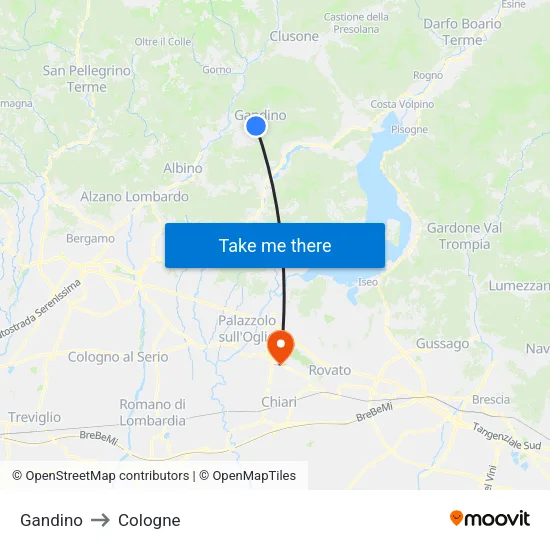 Gandino to Cologne map