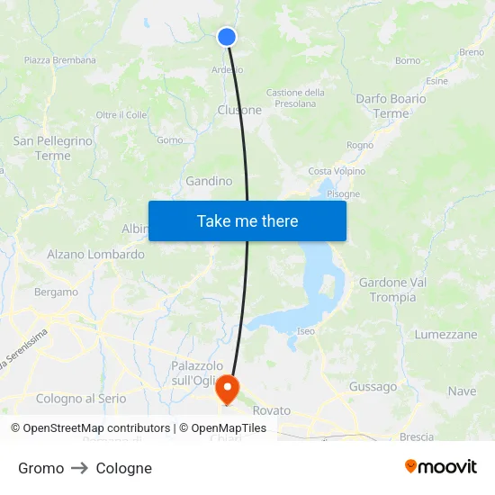 Gromo to Cologne map