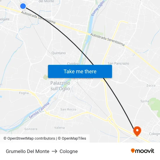 Grumello Del Monte to Cologne map