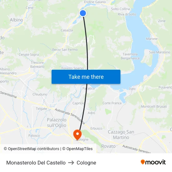 Monasterolo del Castello to Cologne map