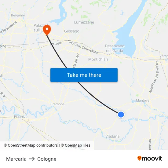 Marcaria to Cologne map