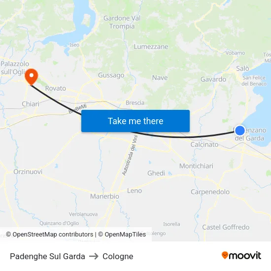 Padenghe Sul Garda to Cologne map