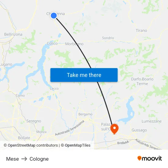 Mese to Cologne map