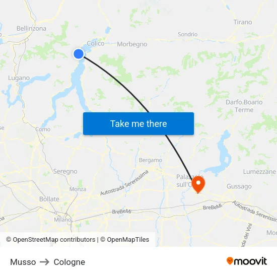 Musso to Cologne map