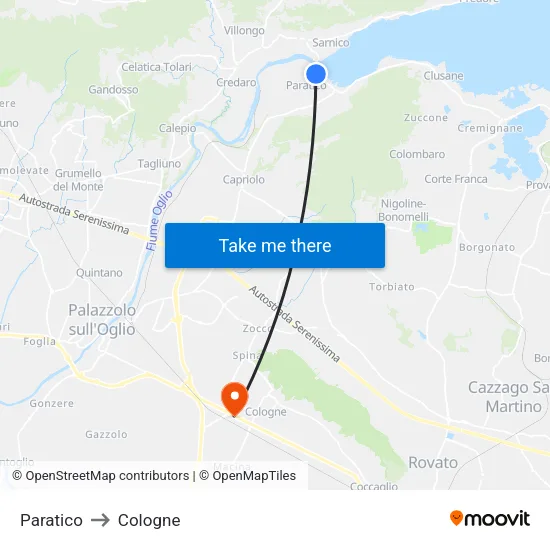 Paratico to Cologne map