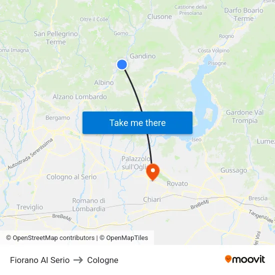 Fiorano al Serio to Cologne map